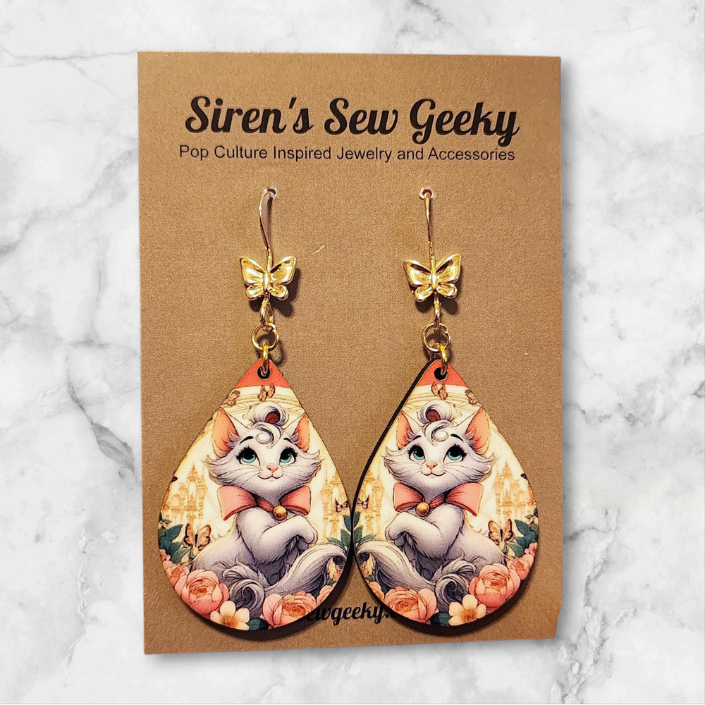 Aristocats Marie Floral Art Nouveau Earrings Disney Paris